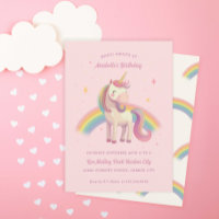 Watercolor Rainbow Unicorn Pink Birthday Party