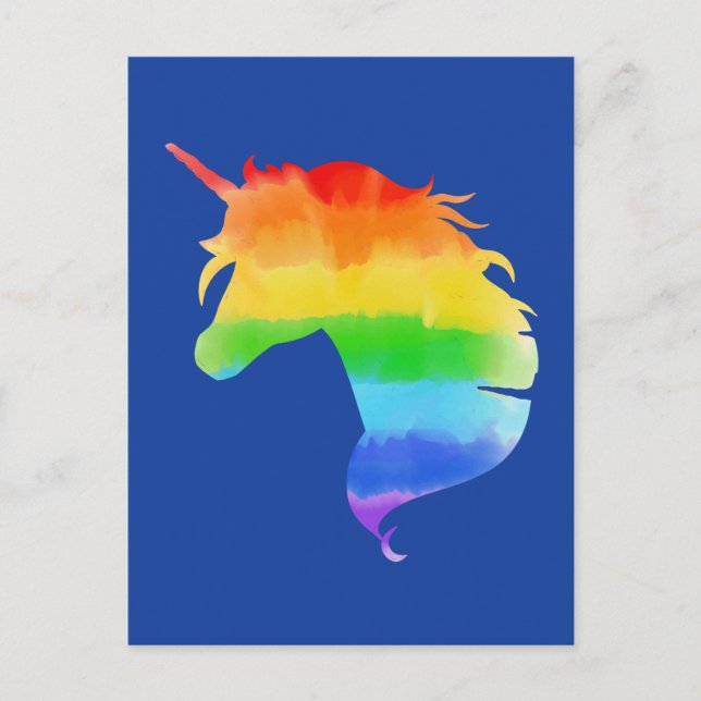 Watercolor Rainbow Unicorn Postcard (Front)
