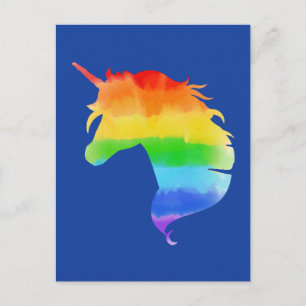 Watercolor Rainbow Unicorn Postcard