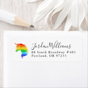Watercolor Rainbow Unicorn Return Address Label
