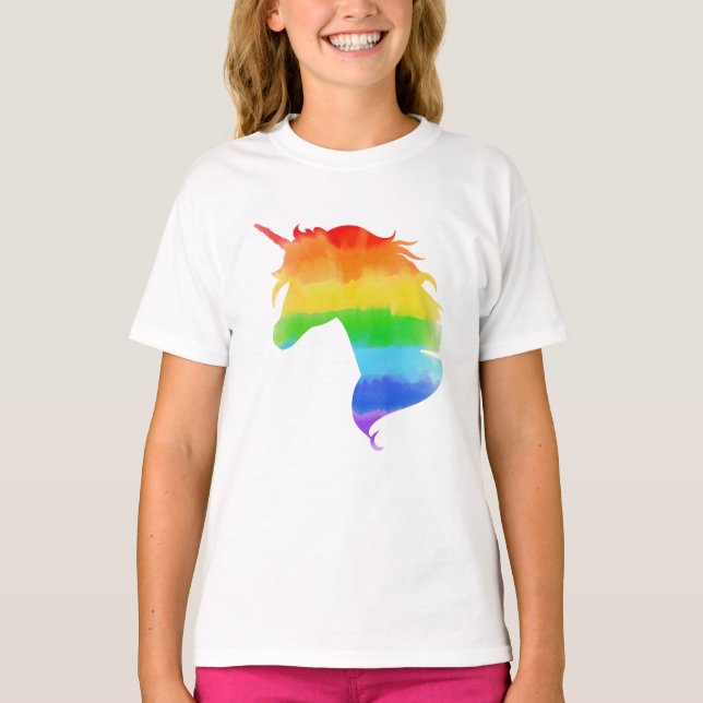 Watercolor Rainbow Unicorn T-Shirt (Front)