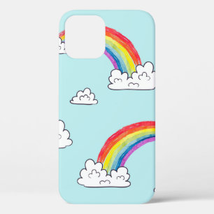 Watercolor rainbows and clouds seamless pattern iPhone 12 case