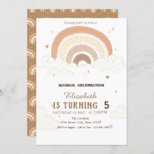 Watercolor  Rainbows Clouds Birthday Invitation