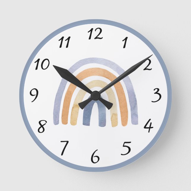 Watercolor Rainbows Personalised Round Clock (Front)