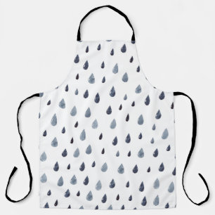 Watercolor raindrops, indigo seamless pattern. apron