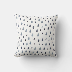 Watercolor raindrops, indigo seamless pattern. cushion