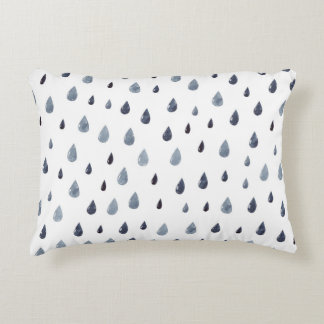Watercolor raindrops, indigo seamless pattern. decorative cushion