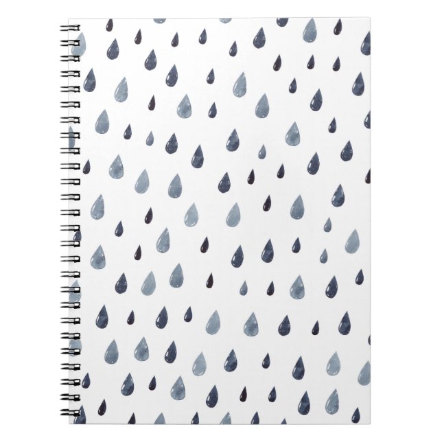 Watercolor raindrops, indigo seamless pattern. notebook (Front)