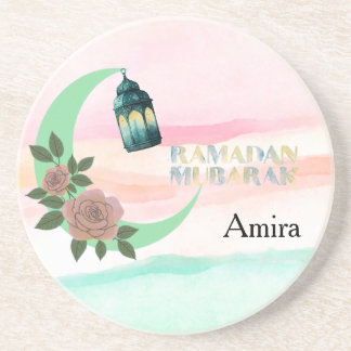 Watercolor Ramadan – Crescent Moon  Coaster