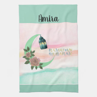 Watercolor Ramadan Crescent Moon – Customizable Tea Towel