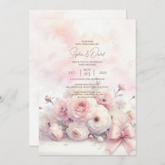 Watercolor Ranunculus Wedding Invitation