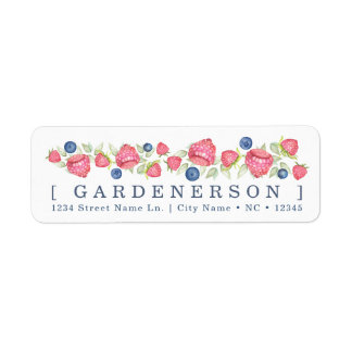Watercolor Raspberries and Blueberries Label Return Address Label