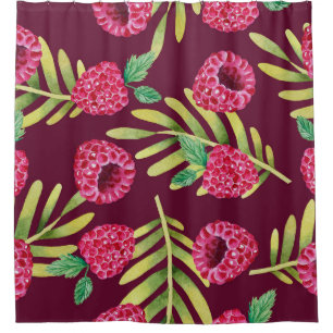 Watercolor raspberries: red fruit pattern. shower curtain