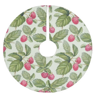 Watercolor Raspberry Seamless Pattern Design Brushed Polyester Tree Skirt