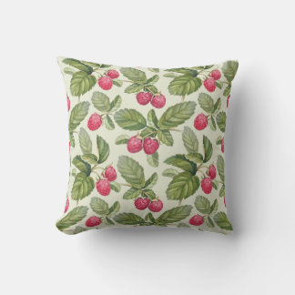 Watercolor Raspberry Seamless Pattern Design Cushion