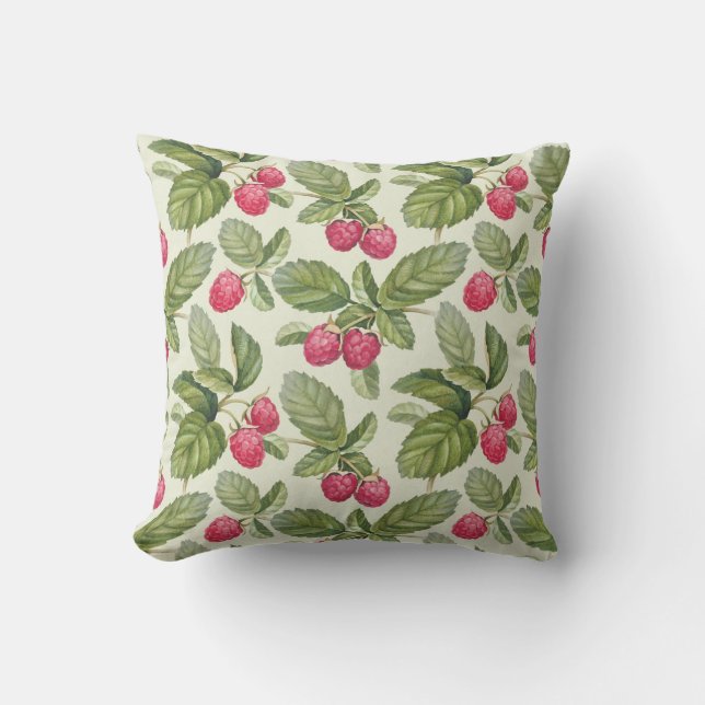 Watercolor Raspberry Seamless Pattern Design Cushion (Front)