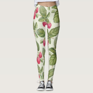 Watercolor Raspberry Seamless Pattern Design Leggings