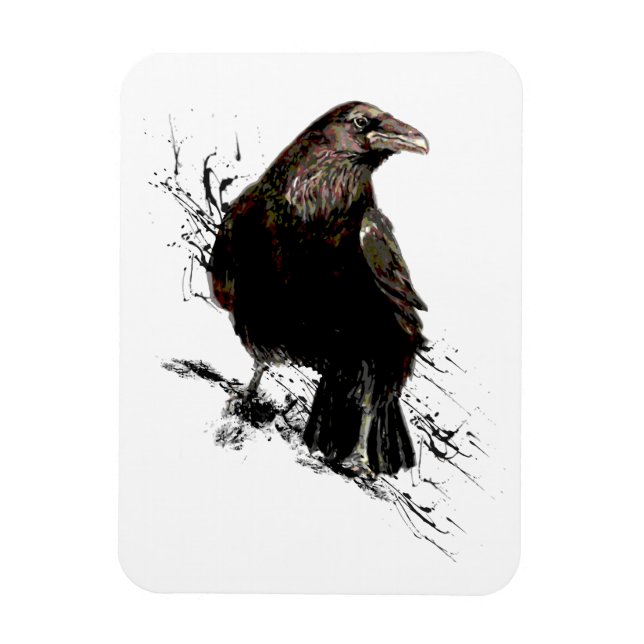 Watercolor  Raven Bird  Animal Art Magnet (Vertical)