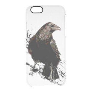 Watercolor Raven Bird Animal Art Clear iPhone 6/6S Case