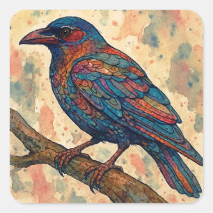 Watercolor Raven Crow Sticker