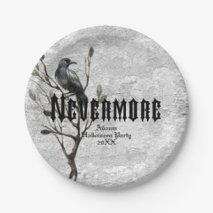 Watercolor Raven Nevermore Paper Plate