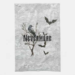 Watercolor Raven Nevermore Tea Towel