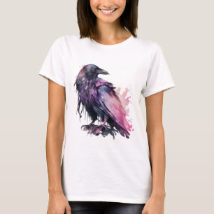 Watercolor Raven - Pink T-Shirt