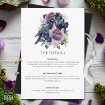 Watercolor Ravens Gothic Purple Floral Wedding