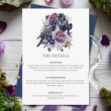 Watercolor Ravens Gothic Purple Floral Wedding