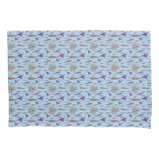 Watercolor Rays & Fish   Pillowcase (Front-Left)