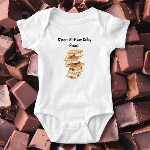 Watercolor  Realistic S'mores Toddler's Birthday  Baby Bodysuit