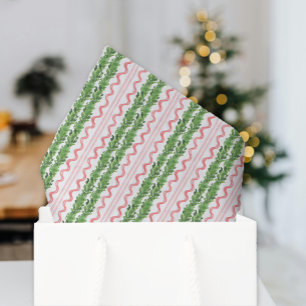 Watercolor Red and Green Christmas Garland Tissue Paper