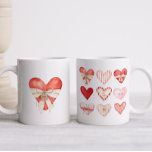 Watercolor Red and Pink Hearts Coffee Mug<br><div class="desc">This Valentine's mug is the perfect gift for the special someone in your life. This mug is crafted from high-quality ceramic material and is designed with cute watercolor hand-painted hearts, adding a touch of romance to your morning coffee or tea. The hearts are painted in soft and warm shades of...</div>