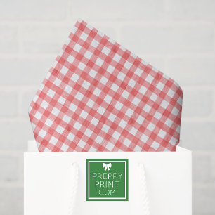 Watercolor Red and White Gingham Tissue Paper