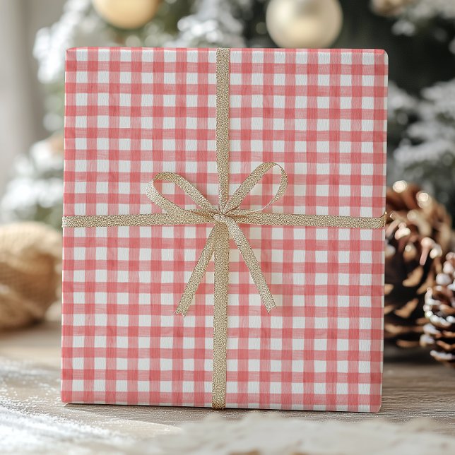 Watercolor Red and White Gingham Wrapping Paper (Creator Uploaded)
