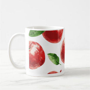 Watercolor Red Apple Pattern Coffee Mug Fruit Ki