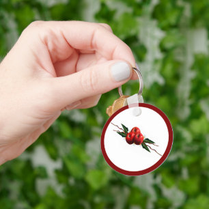Watercolor Red Apples Key Ring