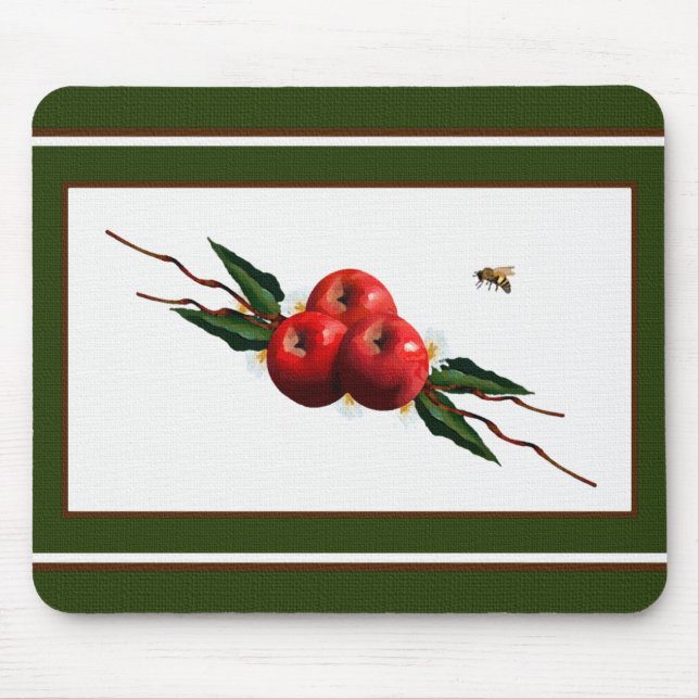 Watercolor Red Apples Mouse Pad (Front)