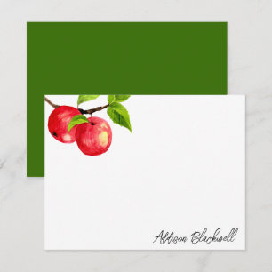Watercolor Red Apples Personalised Teacher Name Card