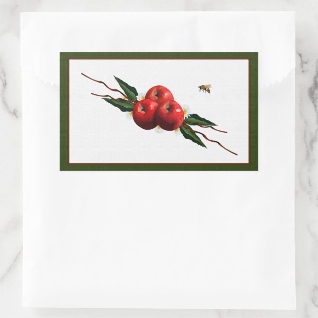 Watercolor Red Apples Rectangular Sticker (Bag)