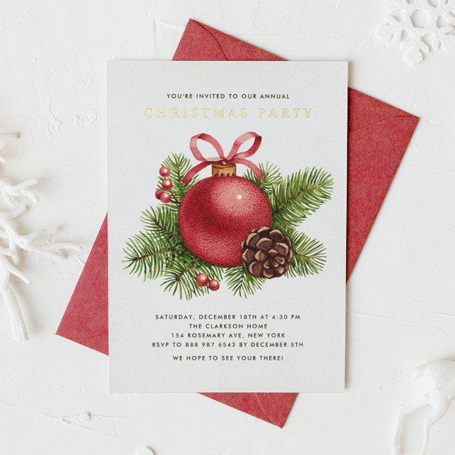 Watercolor Red Ball Ornament Christmas Party (Creator Uploaded)