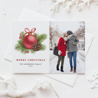 Watercolor Red Ball Ornament Photo Christmas