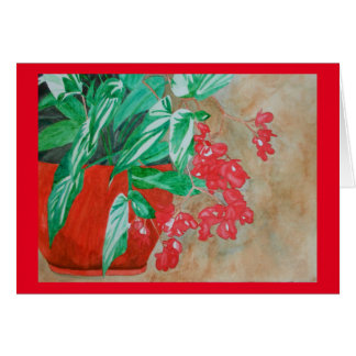 Watercolor Red Begonia in Pot