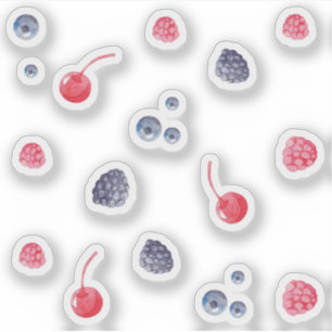 Watercolor red berries fruits set