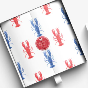 Watercolor Red & Blue Lobsters Tissue Paper