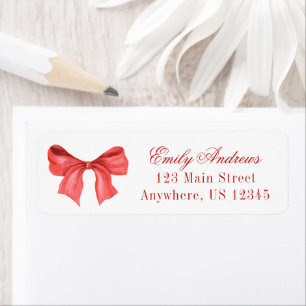 Watercolor Red Bow Return Address Label