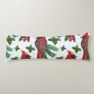 watercolor Red Cardinal Bird Body Cushion