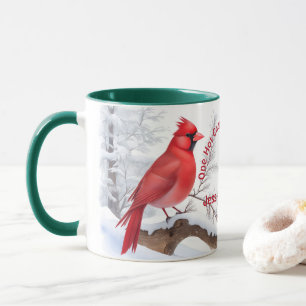 Watercolor Red Cardinal Bird Custom Name & Text on Mug