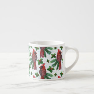 watercolor Red Cardinal Bird Espresso Cup