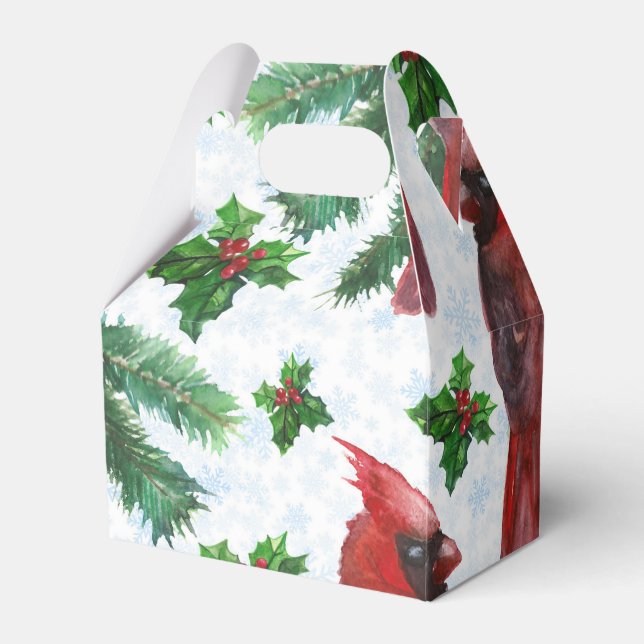 watercolor Red Cardinal Bird Favour Box (Front Side)